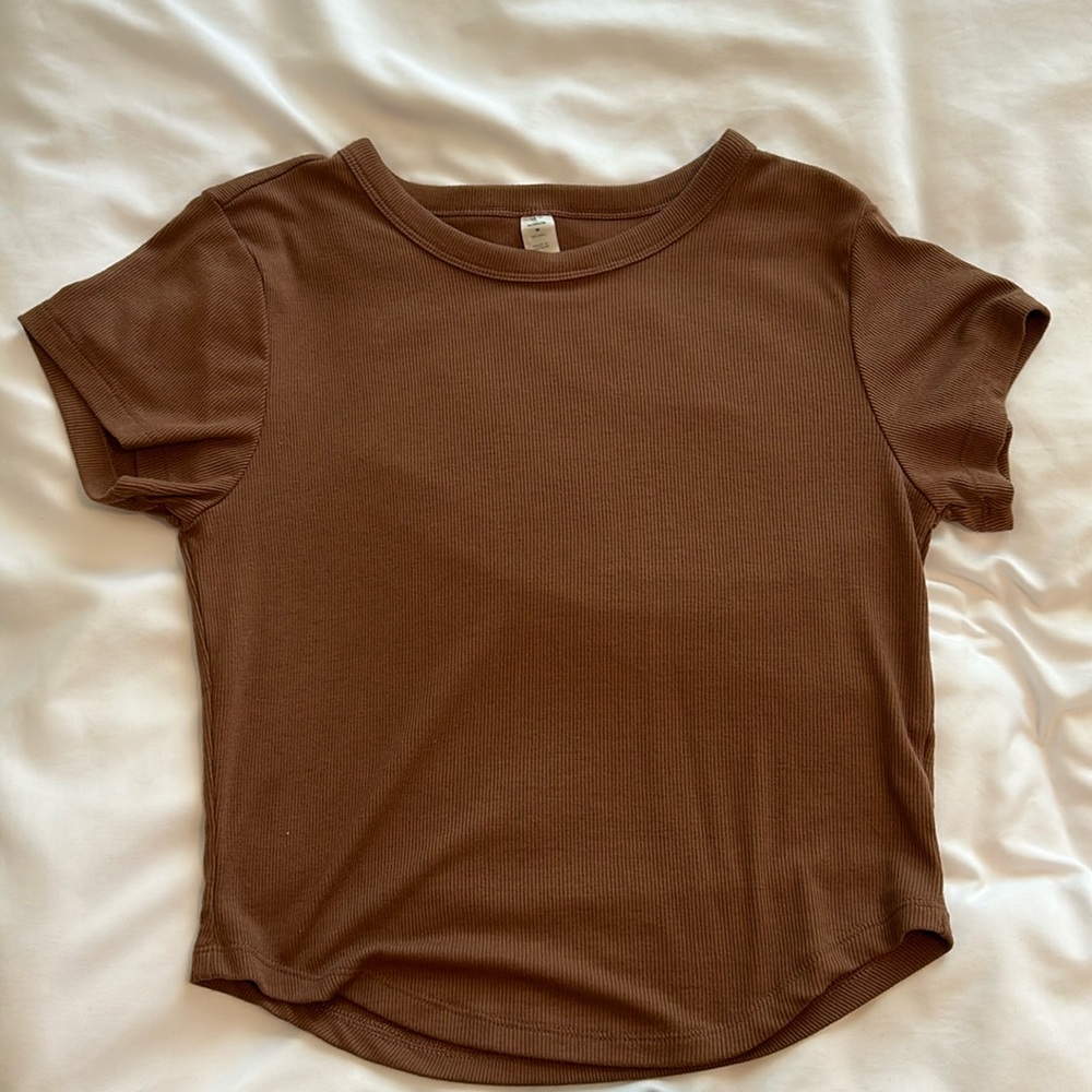 old navy rust brown medium cropped shirt